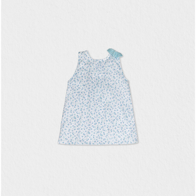 Fleur Girl Blouse Sleeveless, Flowery Aqua Blue