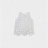 Fleur Girl Blouse Sleeveless, White Embroidery - Blouses - 1 - thumbnail
