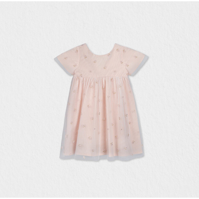 Flora Girl Dress , Pink Flower Embroidery