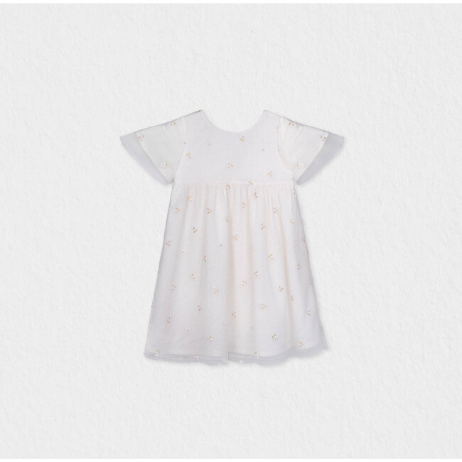 Flora Girl Dress , Gold Flower Embroidery