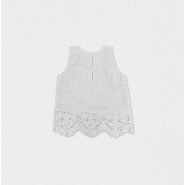Fleur Girl Blouse Sleeveless, White Embroidery