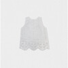 Fleur Girl Blouse Sleeveless, White Embroidery - Blouses - 2