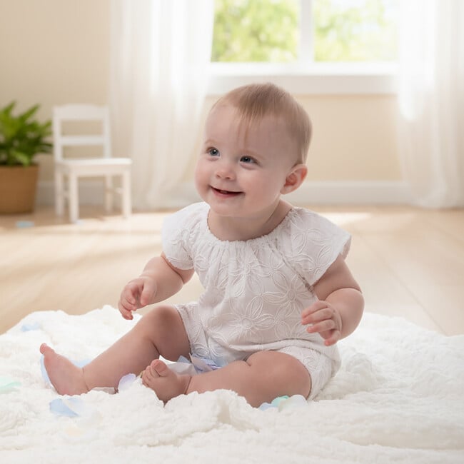 Manon Baby Romper, White Flower Embroidery - Rompers - 3