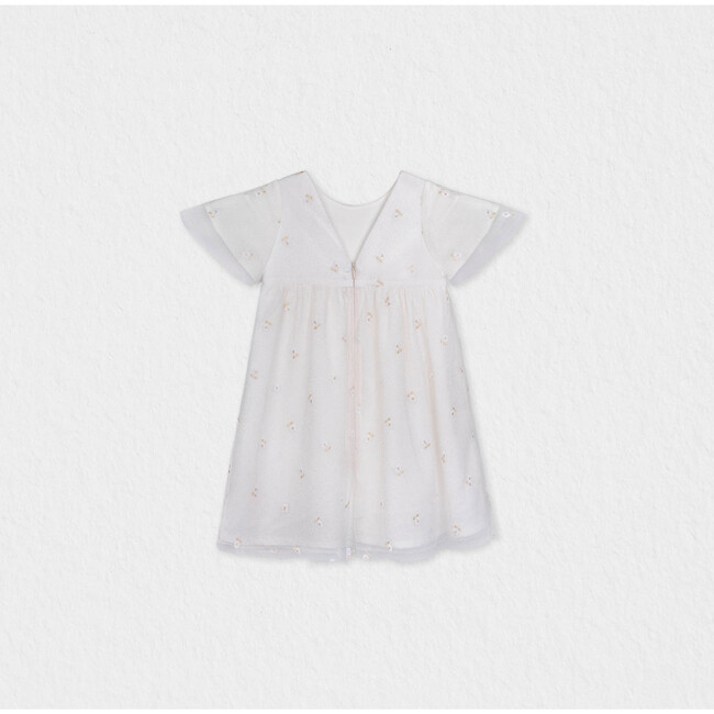 Flora Baby Dress , Gold Flower Embroidery