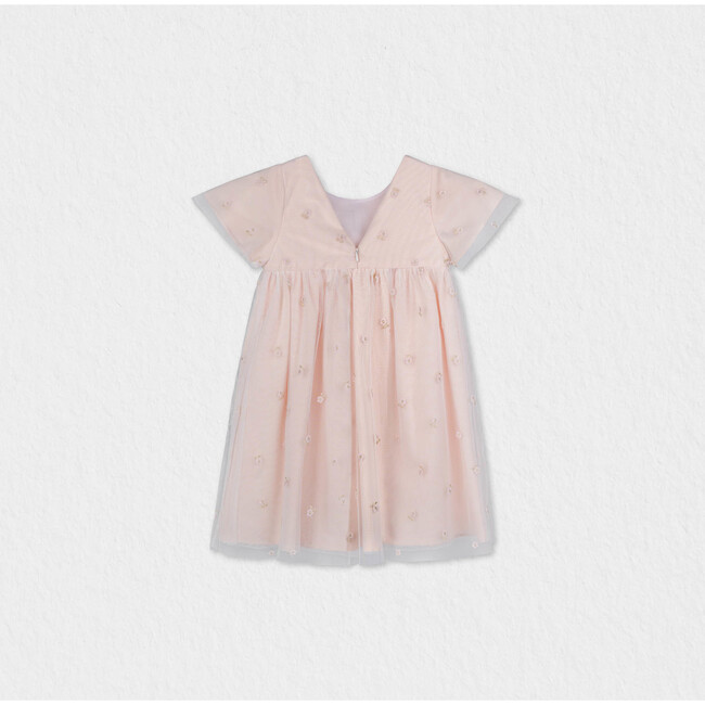 Flora Girl Dress , Pink Flower Embroidery