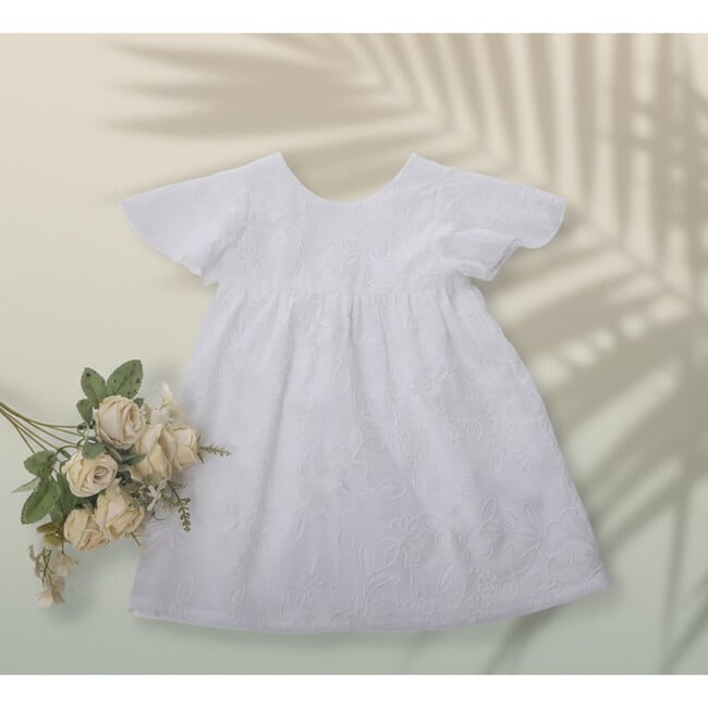 Flora Baby Dress , White Flower Embroidery - Dresses - 3