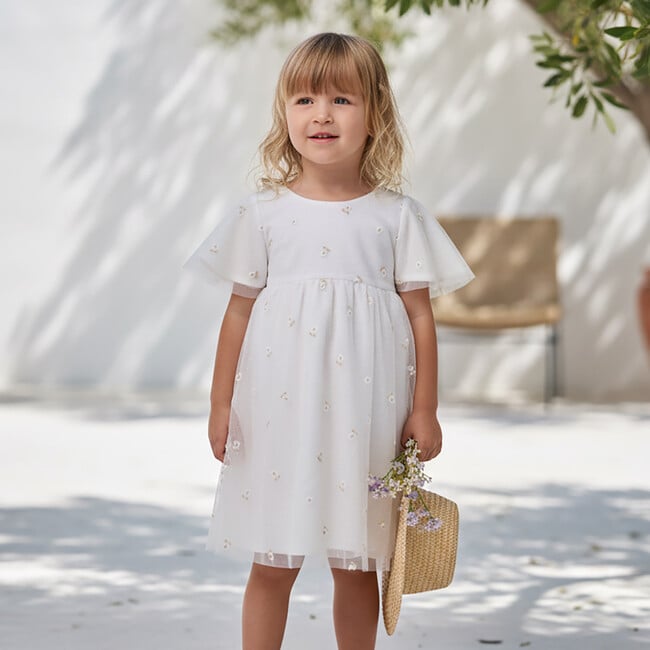 Flora Girl Dress , Gold Flower Embroidery - Dresses - 3