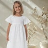 Flora Girl Dress , White Flower Embroidery - Dresses - 3 - thumbnail