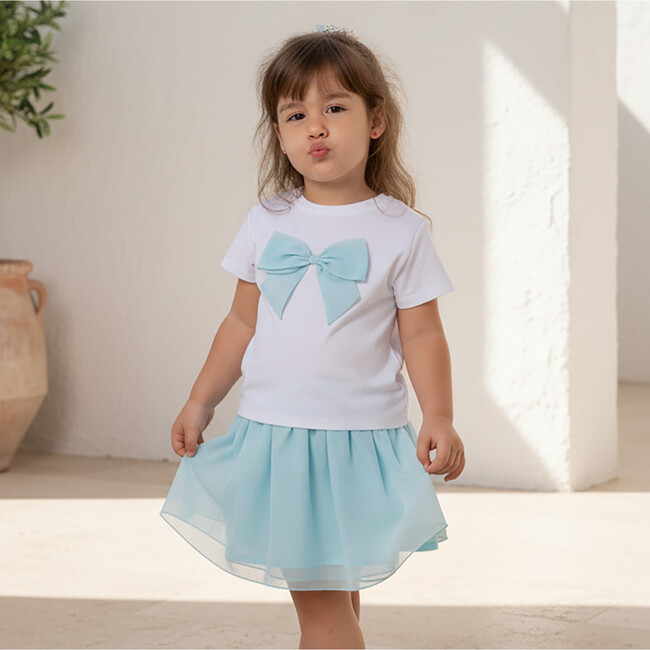 Philo Girl Skirt , Aqua Tulle - Skirts - 4