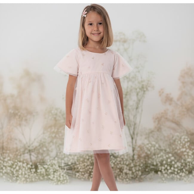 Flora Girl Dress , Pink Flower Embroidery - Dresses - 4