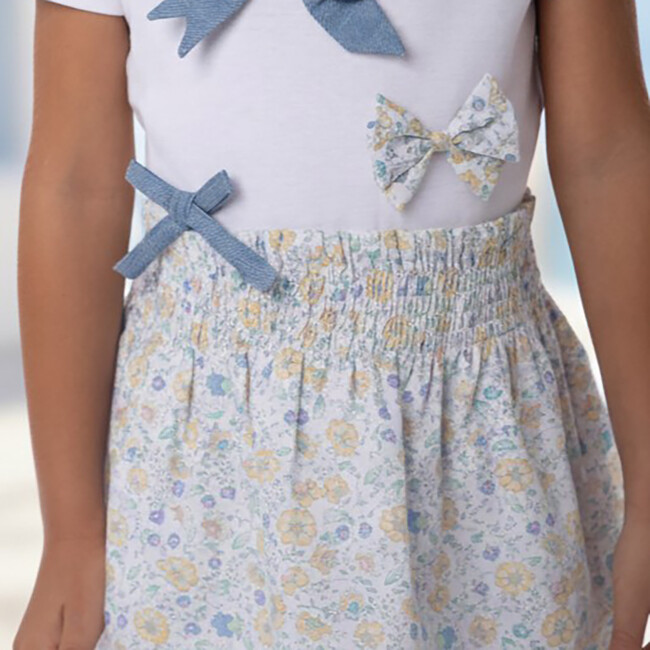 Fiona Girl Skirt , Yellow Blue Flowery