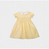 Eva Baby Dress Smock Short Sleeve, Yellow Check Daisy - Dresses - 1 - thumbnail