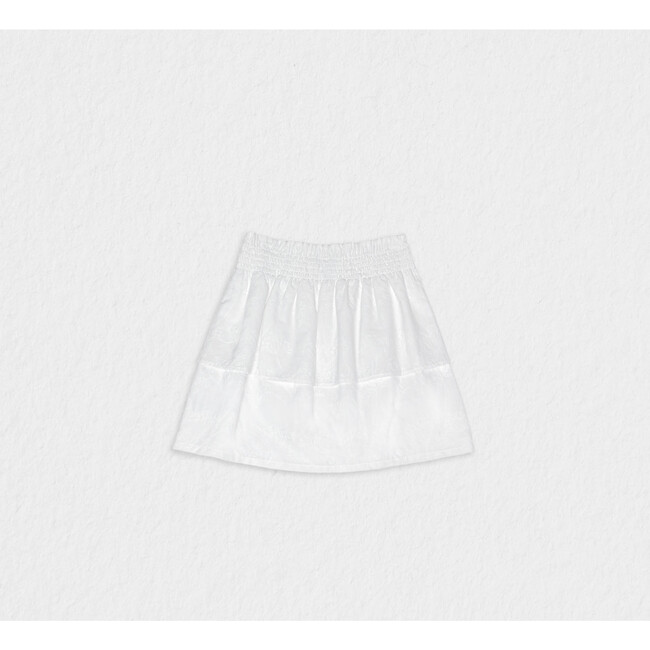 Fiona Girl Skirt , White Flower Embroidery