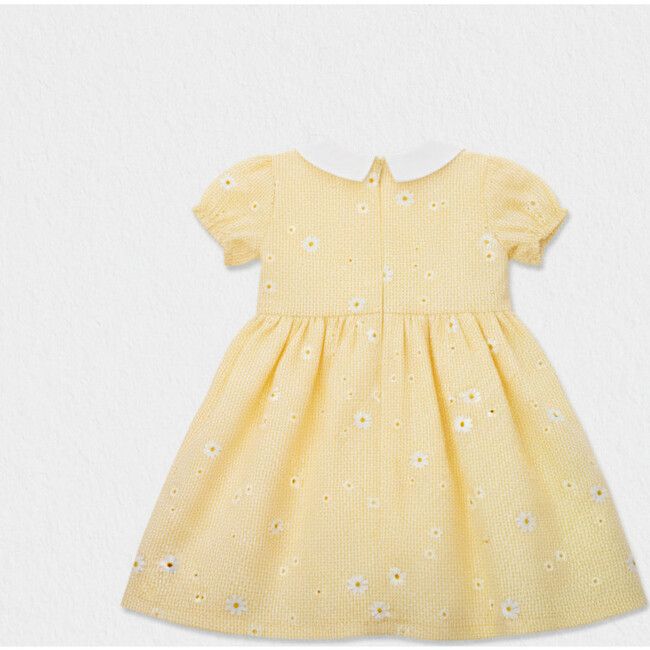 Eva Baby Dress Smock Short Sleeve, Yellow Check Daisy