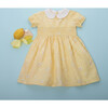 Eva Baby Dress Smock Short Sleeve, Yellow Check Daisy - Dresses - 3