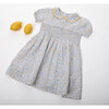 Eva Baby Dress Smock Short Sleeve, Yellow Blue Flowery - Dresses - 2