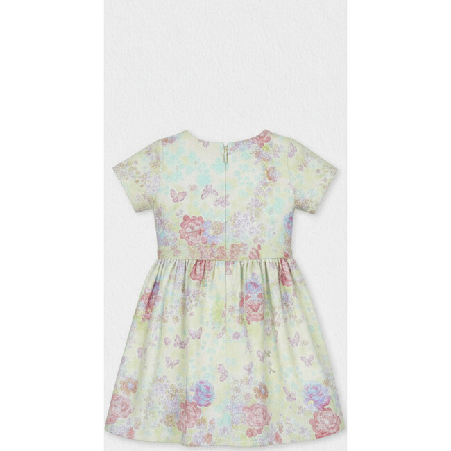 Eryna Girl Dress Short Sleeve, Pistachio Violet Flower