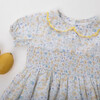 Eva Baby Dress Smock Short Sleeve, Yellow Blue Flowery - Dresses - 3