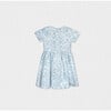 Eryna Girl Dress Short Sleeve, Aqua Flower - Dresses - 2 - thumbnail