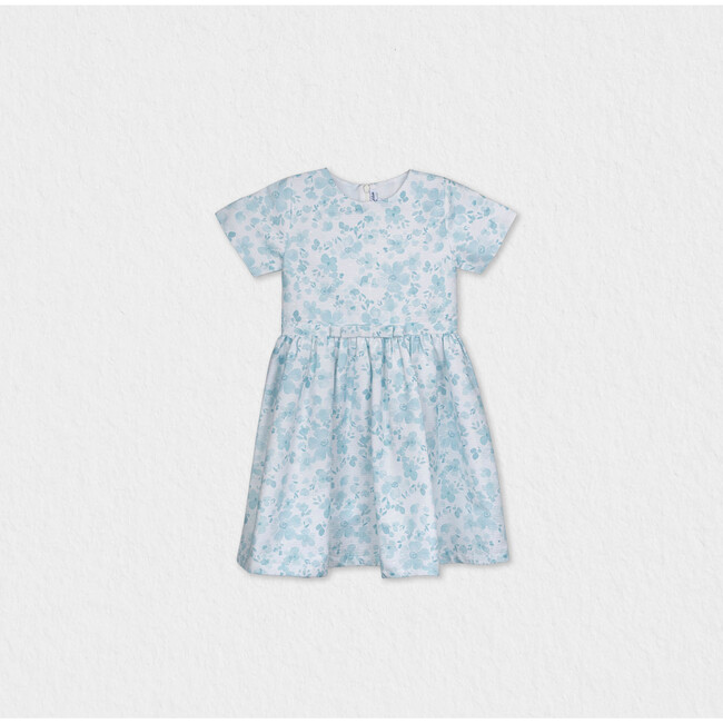 Eryna Baby Dress Short Sleeve, Aqua Flower
