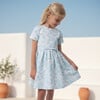 Eryna Girl Dress Short Sleeve, Aqua Flower - Dresses - 3 - thumbnail