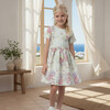 Eryna Baby Dress Short Sleeve, Pistachio Violet Flower - Dresses - 3