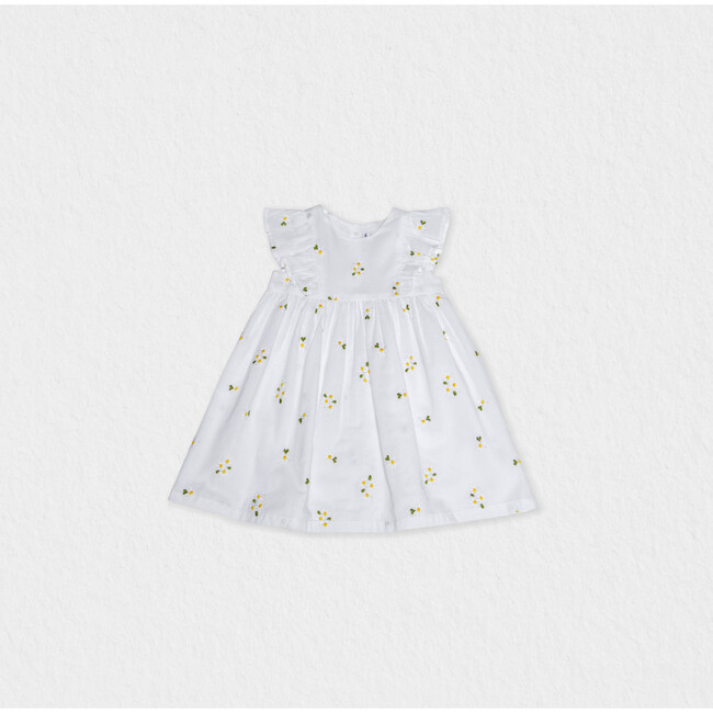 Emilie Baby Dress Sleeveless, White Daisy