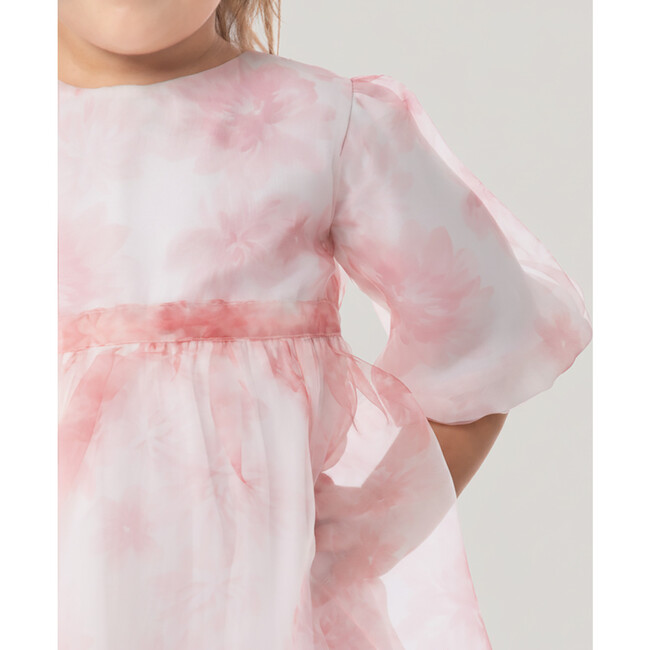 Esperanza Girl Dress Short sleeve, Pink Flower Organza - Dresses - 4