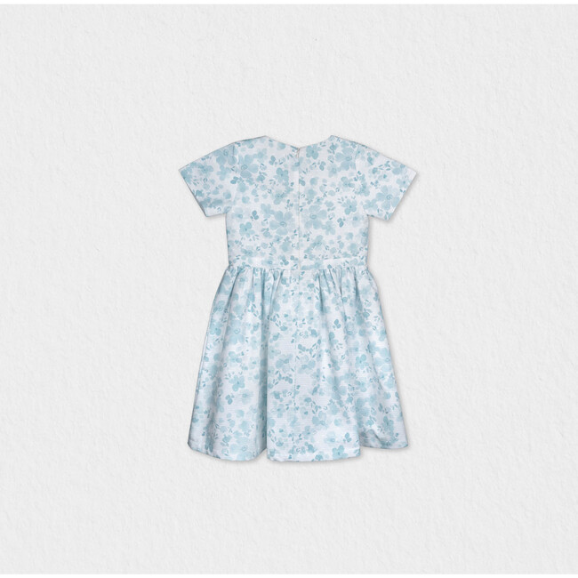 Eryna Baby Dress Short Sleeve, Aqua Flower