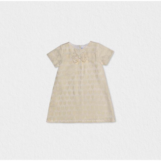 Elsa Baby Dress Short Sleeve, Off-White Hearts