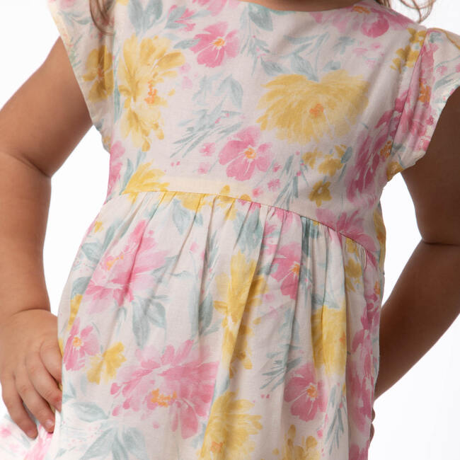 Eugenie Girl Dress Sleeveless, Yellow Pink Lagoon - Dresses - 4