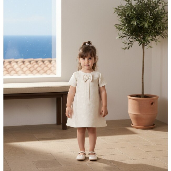 Elsa Baby Dress Short Sleeve, Off-White Hearts - Dresses - 3