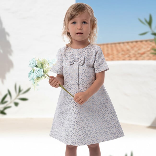 Elsa Baby Dress Short Sleeve, Blue Hearts - Dresses - 3