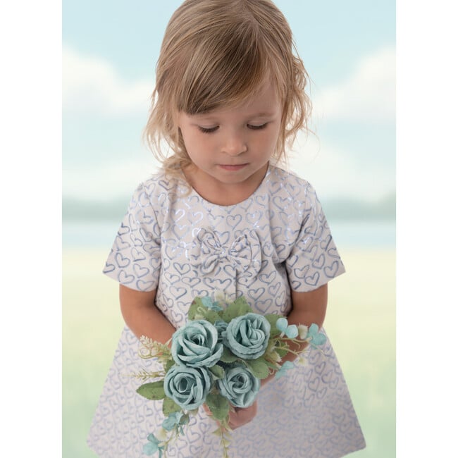 Elsa Baby Dress Short Sleeve, Blue Hearts - Dresses - 4