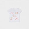 Ebony Girl T-shirt Short Sleeve, White Pink Bow - T-Shirts - 1 - thumbnail