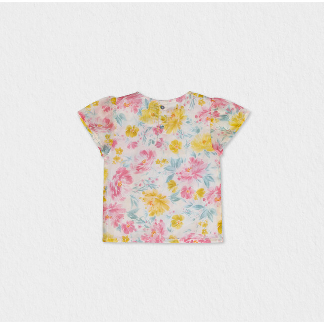 Elara Girl Blouse Short Sleeve, Yellow Pink Lagoon