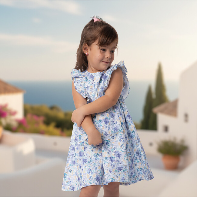 Elena Baby Dress Sleeveless, Watercolor Blue Yellow - Dresses - 3