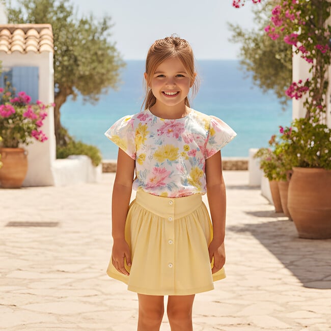 Edena Girl Skirt , Pastel Yellow - Shorts - 3