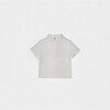 Dev Boy Shirt Short Sleeve Linen, White Openwork - Button Downs - 1 - thumbnail