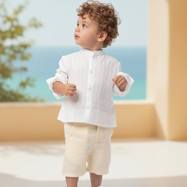 Dilan Baby Boy Shirt LS Cotton, White - Button Downs - 3