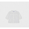 Delice Baby Blouse Mid Sleeve, White Flower Embroidery - Blouses - 1 - thumbnail