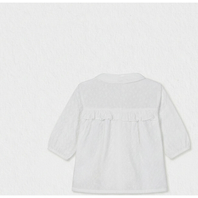 Delice Girl Blouse Mid Sleeve, White Flower Embroidery