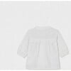Delice Girl Blouse Mid Sleeve, White Flower Embroidery - Blouses - 2 - thumbnail