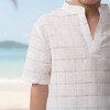 Dev Boy Shirt Short Sleeve Linen, White Openwork - Button Downs - 4