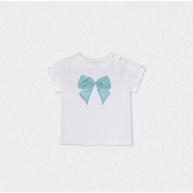 Cora Baby T-shirt Short Sleeve, White Aqua Tulle