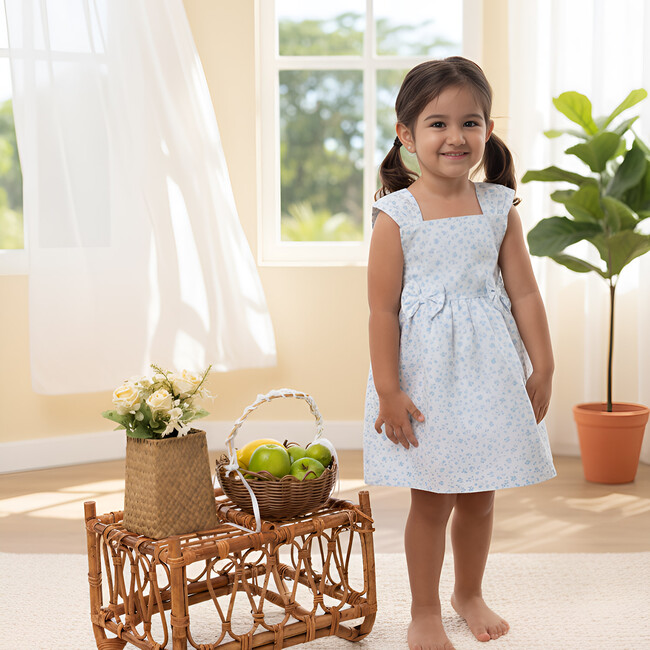 Desiree Baby Dress Sleeveless, Aqua Mini Flower - Dresses - 3