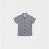 Colin Boy Shirt Short Sleeve Cotton, Navy Blue Square - Button Downs - 1 - thumbnail