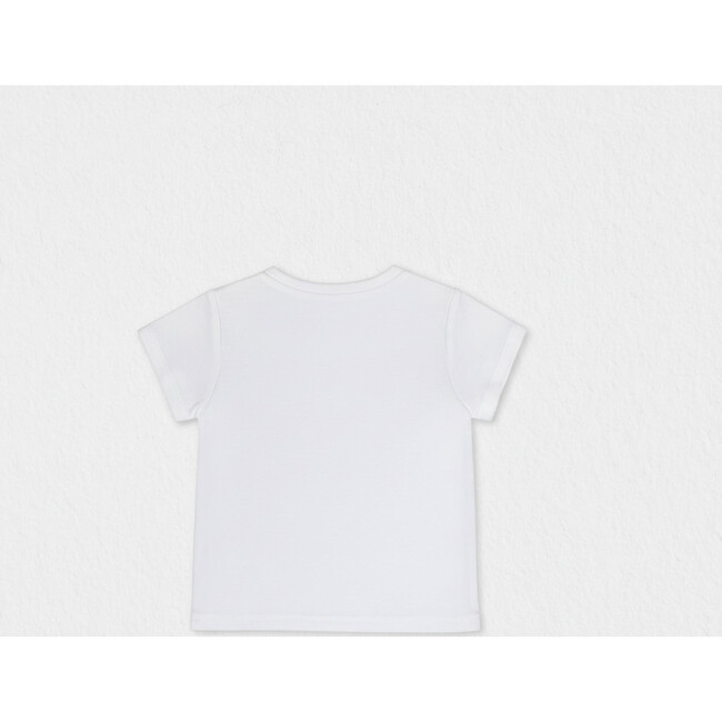 Cora Girl T-shirt Short Sleeve, White Aqua Tulle