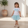 Cora Baby T-shirt Short Sleeve, White Aqua Tulle - T-Shirts - 3