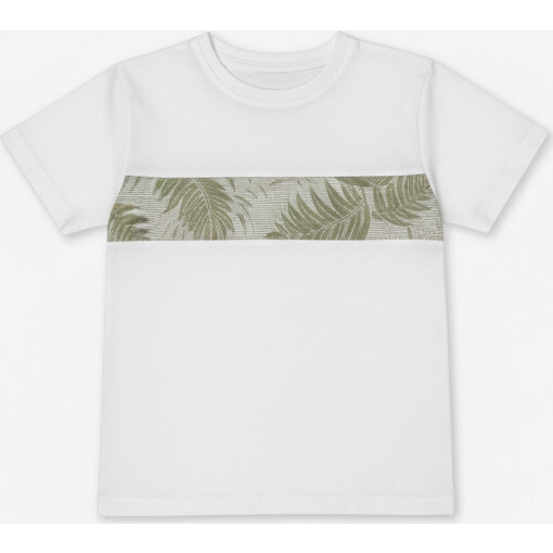 Cederique Boy T-shirt Short Sleeve, White Green Palm
